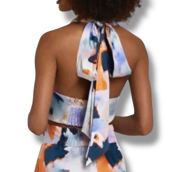 River Island Eco Couture Silky Halterneck Wrap Crop Top NWT - Picture 7 of 8